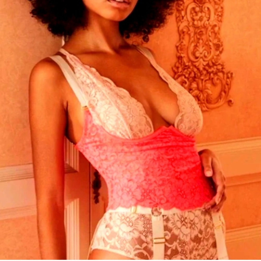 We Are HAH- by Free People- Bust a Move Lace Bustier Top in HAHt Lava - Picture 4 of 6